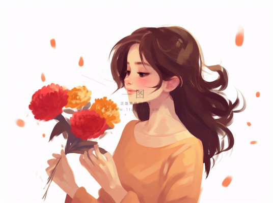 母亲节妈妈拥抱着孩子花海手绘插画素材海报背景