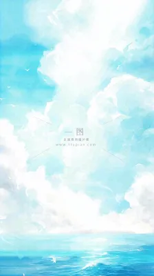 海洋海面蓝天云层白云清新春天夏天阳光，立夏夏至大暑小暑