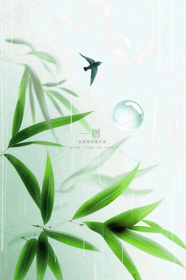 春夏绿竹竹叶燕子清雅小清新清明端午插画背景 春夏绿竹竹叶燕子清雅小清新清明端午插画背景