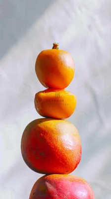 水果柿子苹果番茄芒果光影摄影，简约白色