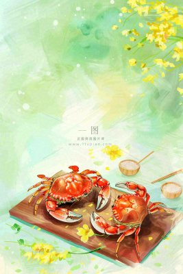 古风水墨白露菊花螃蟹桂花酒插画24节气寒露中秋插画背景 古风水墨白露菊花螃蟹桂花酒插画24节气寒露中秋插画背景