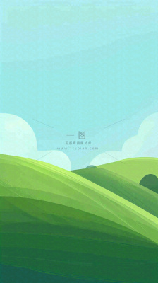 蓝天白云草地卡通扁平手绘插画春天绿色立春,春分 蓝天白云草地卡通扁平手绘插画春天绿色立春,春分