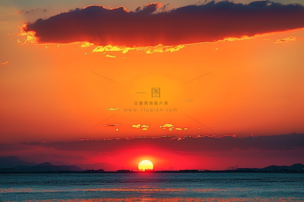 夏日落日海报沙滩晚霞摄影图
