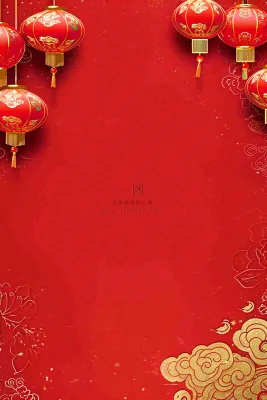 红色节日新年春节活动灯笼金边喜庆氛围中国红背景