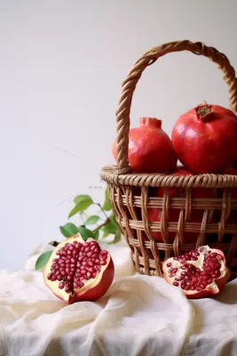 红石榴竹篮框水果摄影图