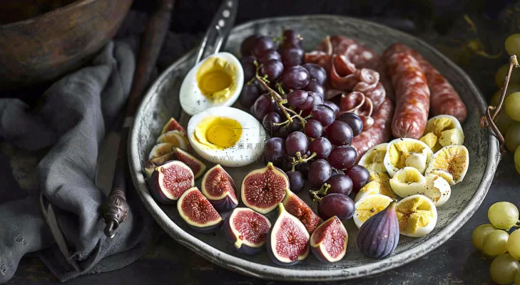 沙拉西餐美食水果鸡蛋牛肉餐具摄影