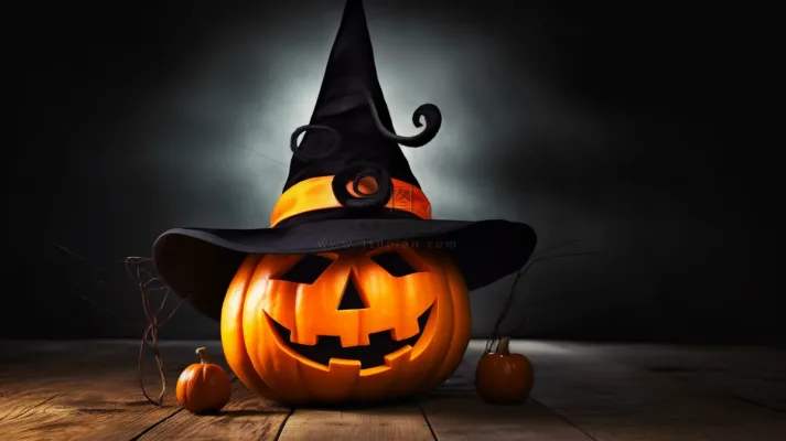 万圣节搞怪南瓜灯恐怖夜晚摄影图