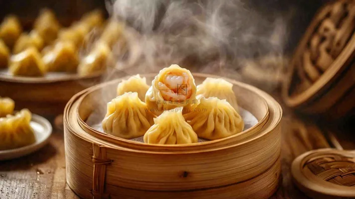 虾仁烧麦早点早餐美食摄影图