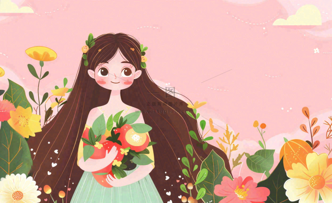 粉色ins时尚女生节绿植女神节妇女节小清新插画背景 粉色ins时尚女生节绿植女神节妇女节小清新插画背景