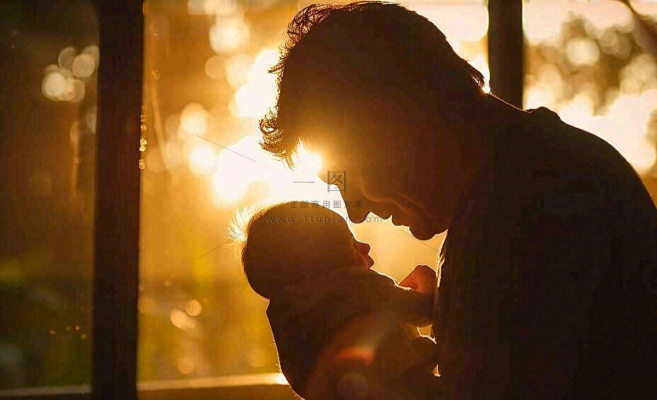 父亲节爸爸和孩子剪影亲情摄影图