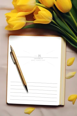 康乃馨黄色纸张笔唯美背景 康乃馨黄色纸张笔唯美背景