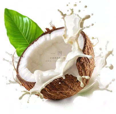 新鲜椰子汁水椰奶飞溅摄影图