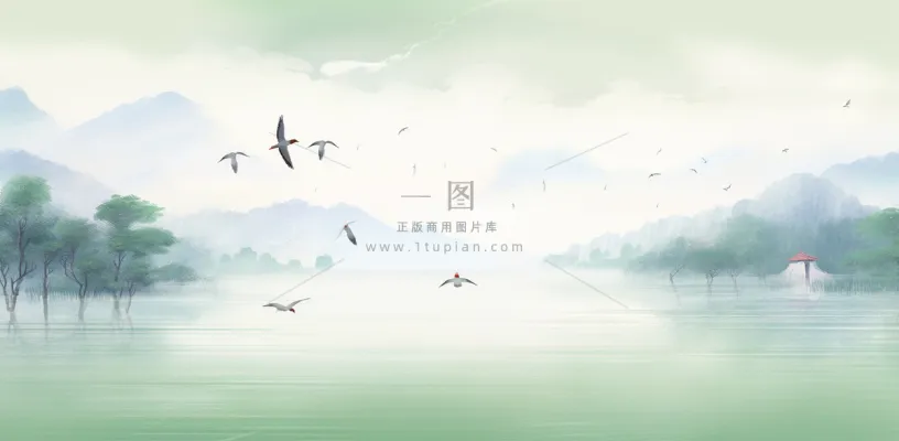 山水水墨画中国风插画背景