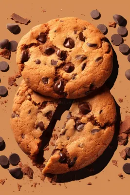 巧克力曲奇饼开美味的甜点摄影图