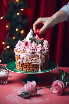 圣诞节日蛋糕庆祝节日甜点摄影图