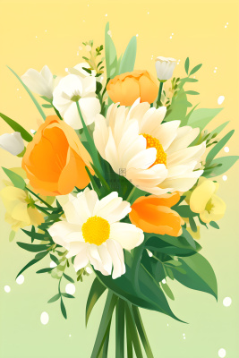 黄色渐变清新鲜花背景