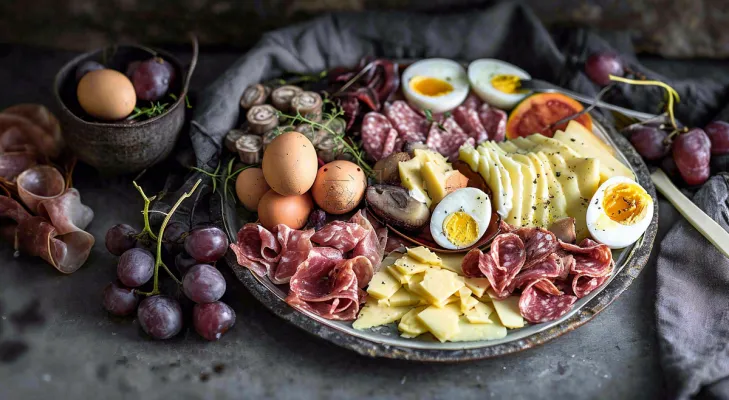 沙拉西餐美食水果鸡蛋牛肉餐具摄影