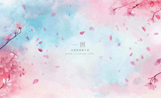 春季出游浪漫水彩樱花蓝粉色樱花林立春春分插画背景 春季出游浪漫水彩樱花蓝粉色樱花林立春春分插画背景