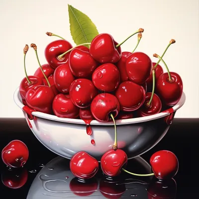 樱桃车厘子水果彩铅水彩插画插图背景