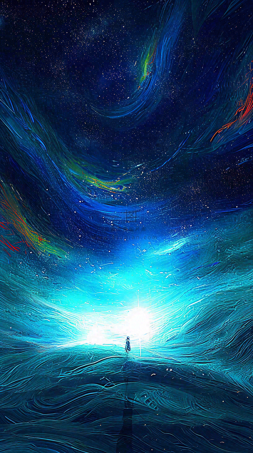 夜晚天蓝色天空科幻绚丽星空