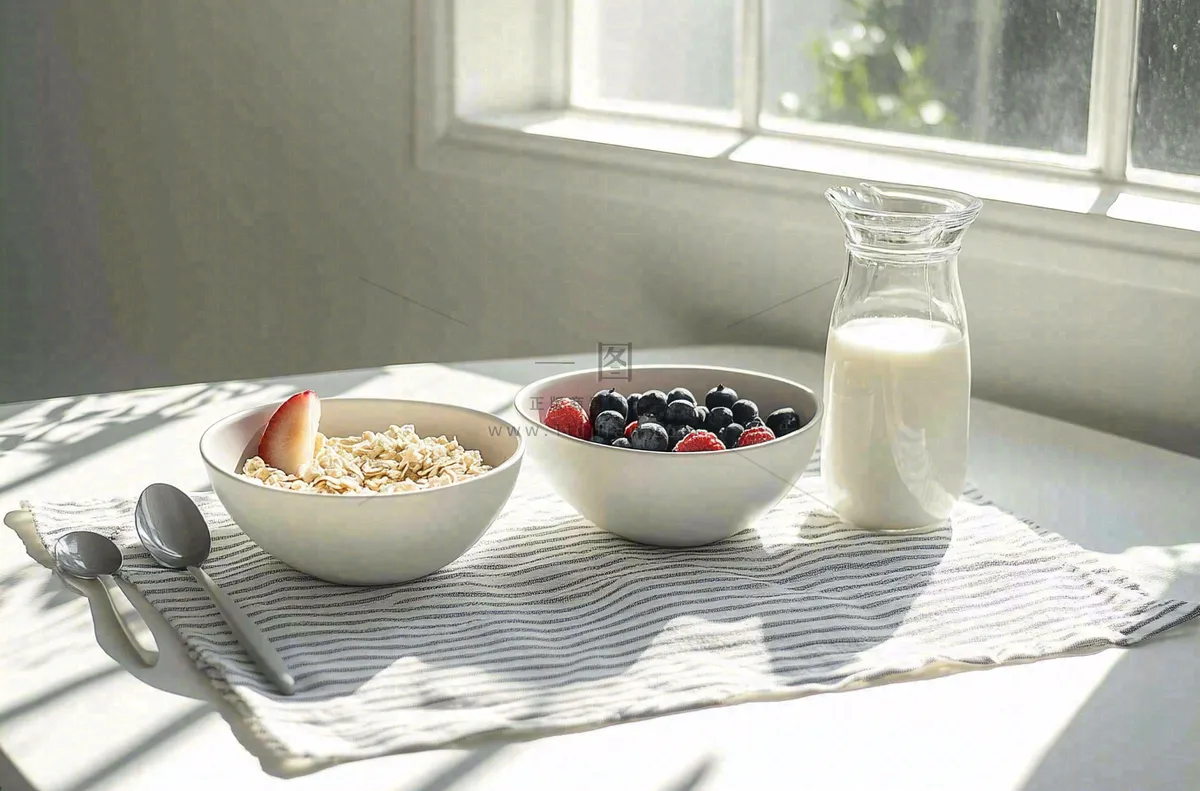 营养美味早餐面包吐司牛奶摄影图