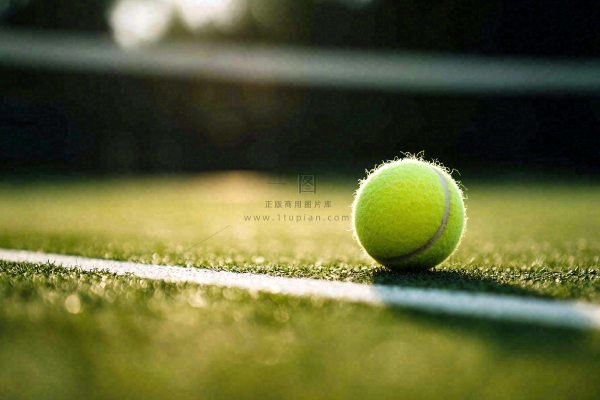 网球馆草地上的网球摄影图
