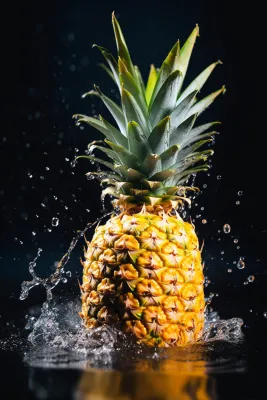 菠萝掉落水中溅起水花摄影图