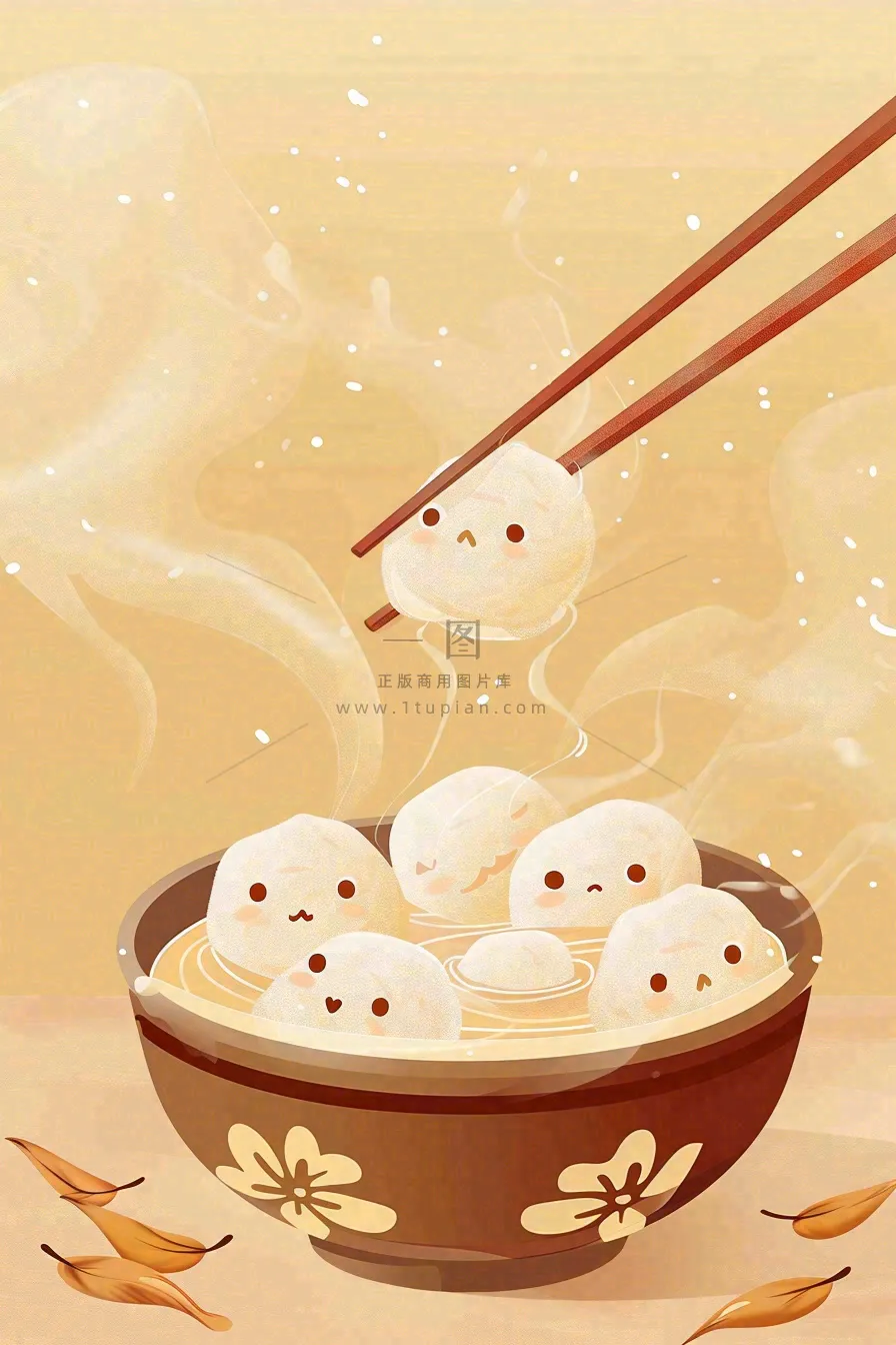 汤圆传统美食元宵节佳节插画背景