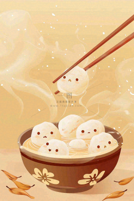 汤圆传统美食元宵节佳节插画背景 汤圆传统美食元宵节佳节插画背景