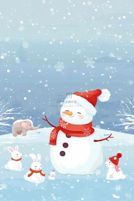 冬天白雪覆盖寒冷唯美雪景大寒插画背景