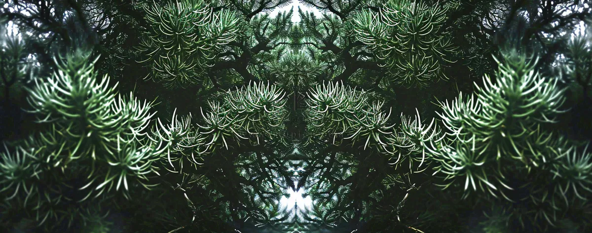 绿色绿植枝叶镜像镜头，新鲜生命力摄影图