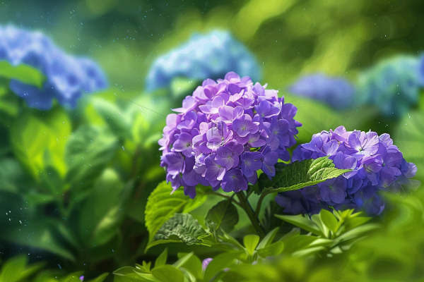 蓝紫绣球花鲜花摄影图