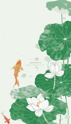 夏天荷花荷叶清凉小清新淡雅立夏夏至暑插画背景 夏天荷花荷叶清凉小清新淡雅立夏夏至暑插画背景