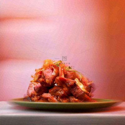 美食寿司水果烤肉拼盘蔬菜，朦胧摄影质感摄影图