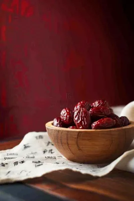 红枣干果红色国风喜庆小年除夕夜摄影图