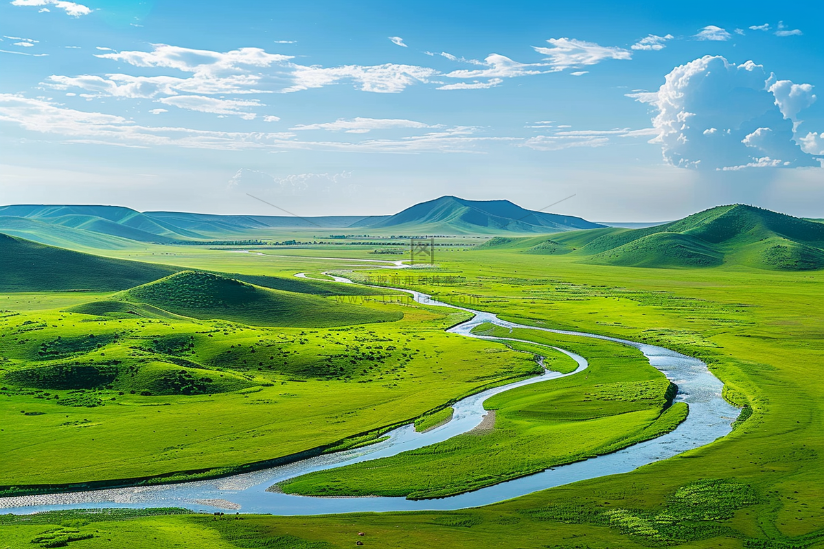 绿色湿地河流大自然风景摄影图