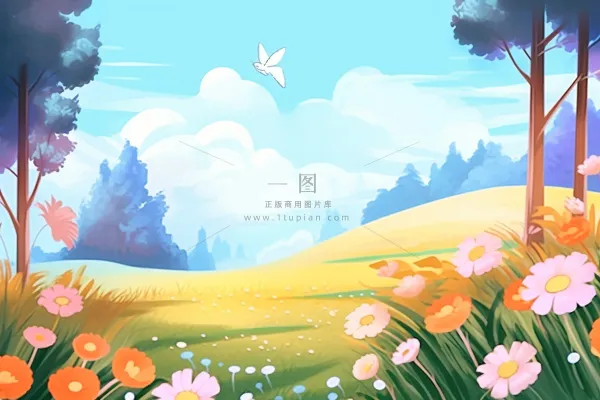 草地音乐天空可爱背景