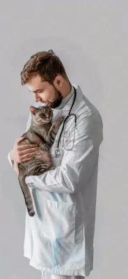 萌宠宠物医院医生抱着猫咪摄影图背景 萌宠宠物医院医生抱着猫咪摄影图背景