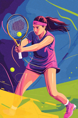 网球少女运动插画背景