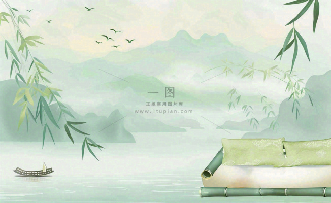 中国风古风山水画泛舟山竹青山清明端午时节清雅国画水墨画插画背景 中国风古风山水画泛舟山竹青山清明端午时节清雅国画水墨画插画背景