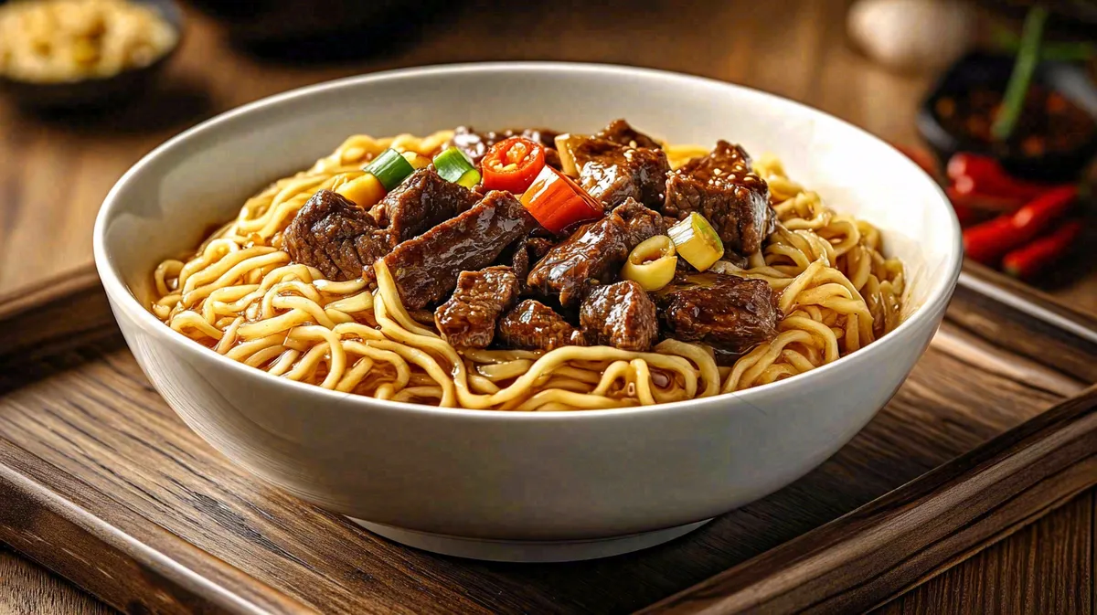 红烧牛肉面粉美食面食摄影图