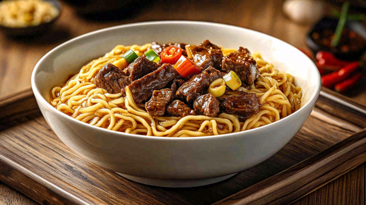 红烧牛肉面粉美食面食摄影图