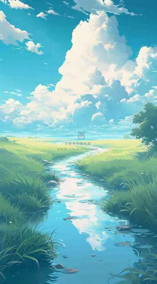 春天河边青草池塘蓝天白云，立春