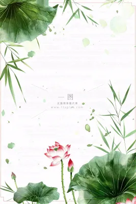 夏天大暑处暑端午节绿色荷花荷叶小清新唯美插画背景 夏天大暑处暑端午节绿色荷花荷叶小清新唯美插画背景