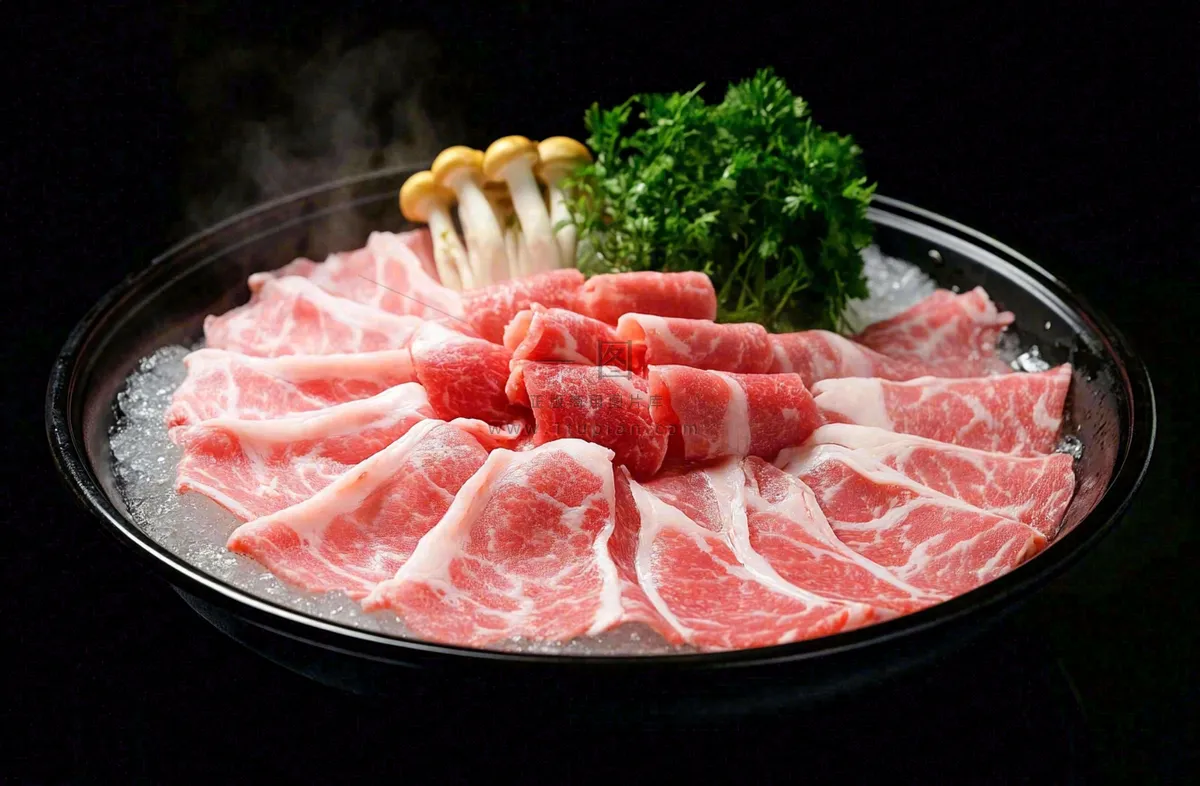 雪花肥牛牛肉寿喜烧烤肉食材美食摄影图