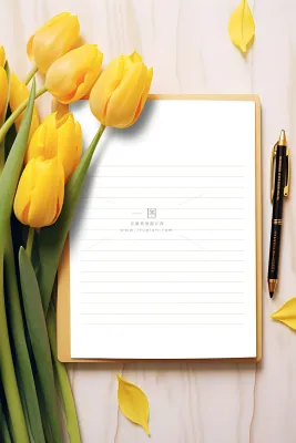康乃馨黄色纸张笔唯美背景 康乃馨黄色纸张笔唯美背景