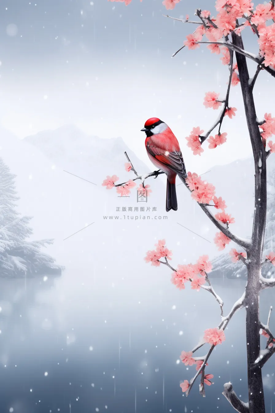 简约意境冬天雪景背景
