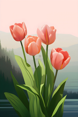 唯美淡雅清新郁金香背景 唯美淡雅清新郁金香背景