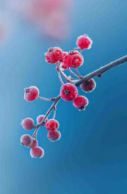 冬天白霜覆盖的红色覆盆子寒冷霜降摄影图