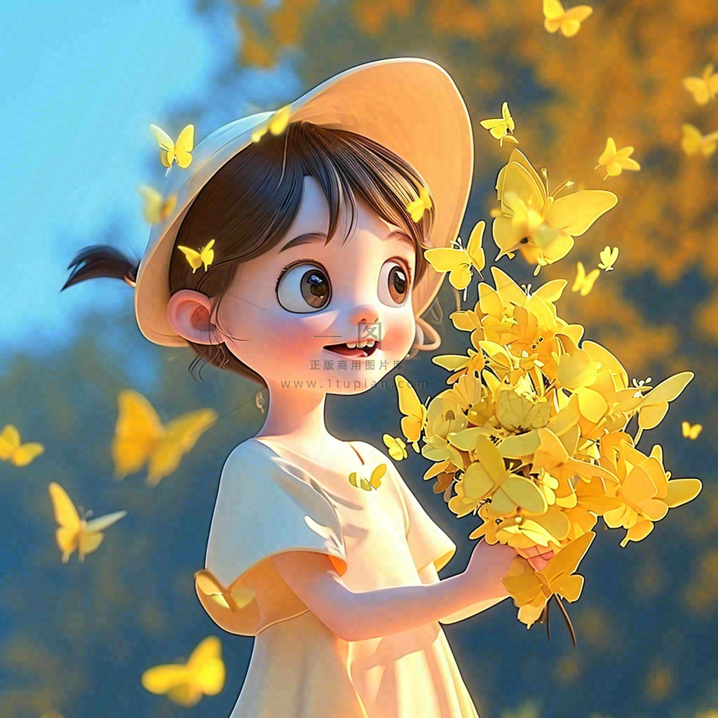秋天秋叶飘落黄衣少女在欣赏美景,秋分